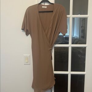 BABATON Light Brown Wrap Dress